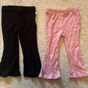 Posh Peanut Black and Pink Flare Leggings